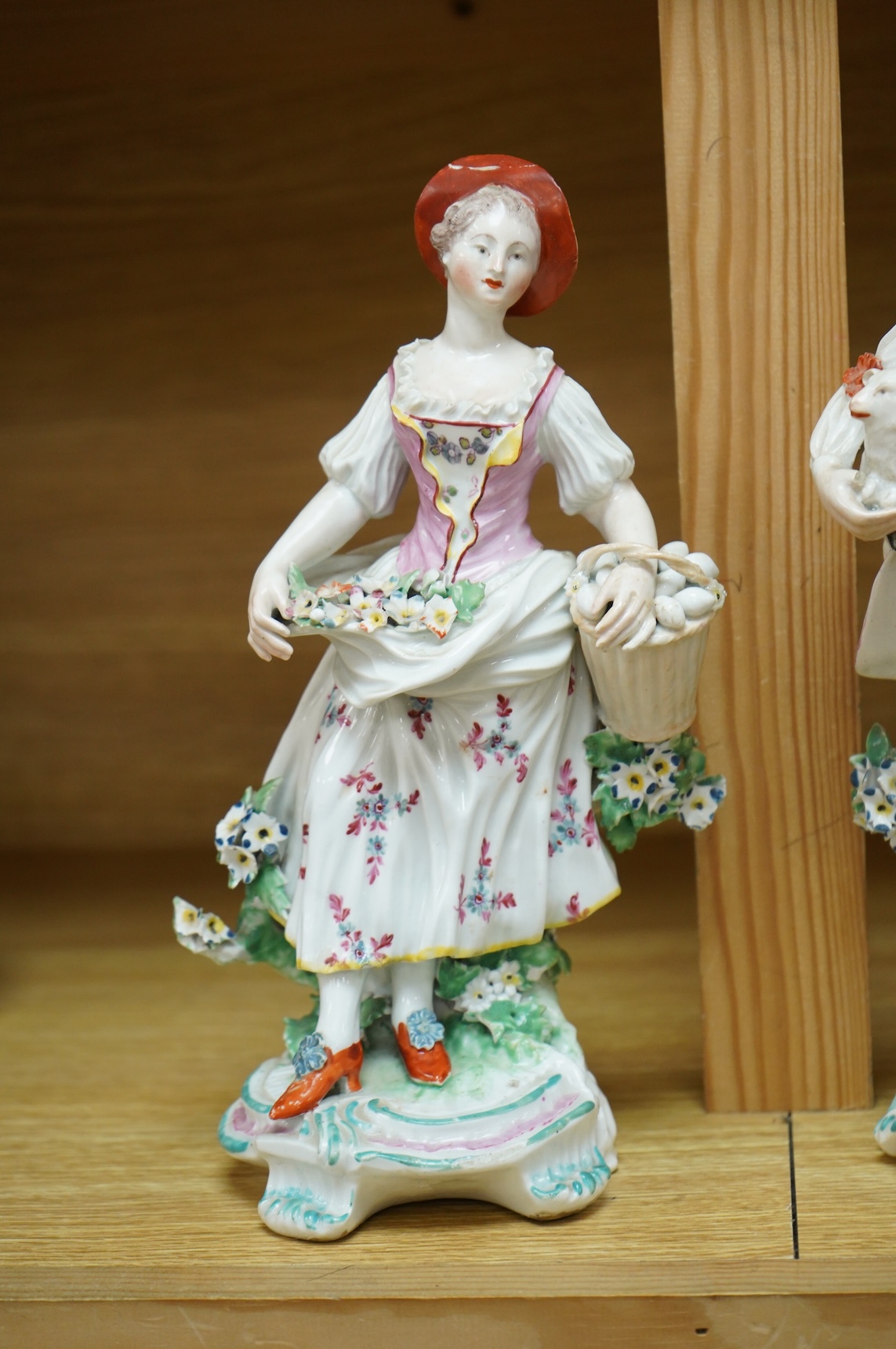 A Derby figure of a gentleman, c.1760, and a Continental porcelain figure, pseudo Bow mark, tallest 26cm high (2)